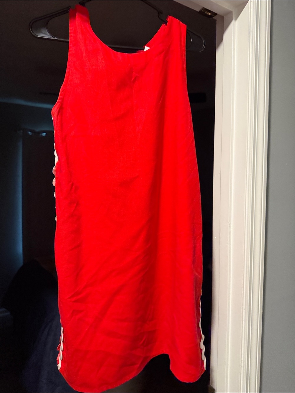 Very J Bright Red Sleeveless Mini Dress with Side Trim